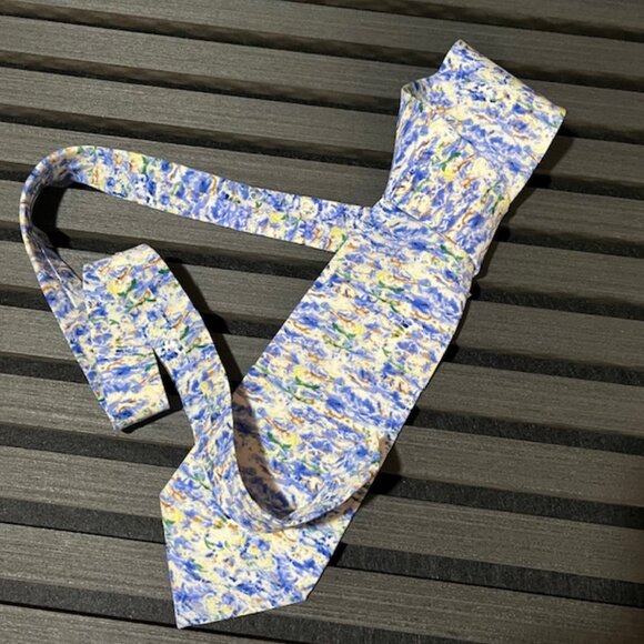 Two Claude Monet in Normandy Silk Neckties Water Breaking Water Lilies Gift Idea - Picture 9 of 13